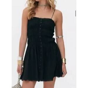 Primark Rita Ora Dress Black shirred Smocked Fairy SZ M Babydoll Mini Whimsigoth